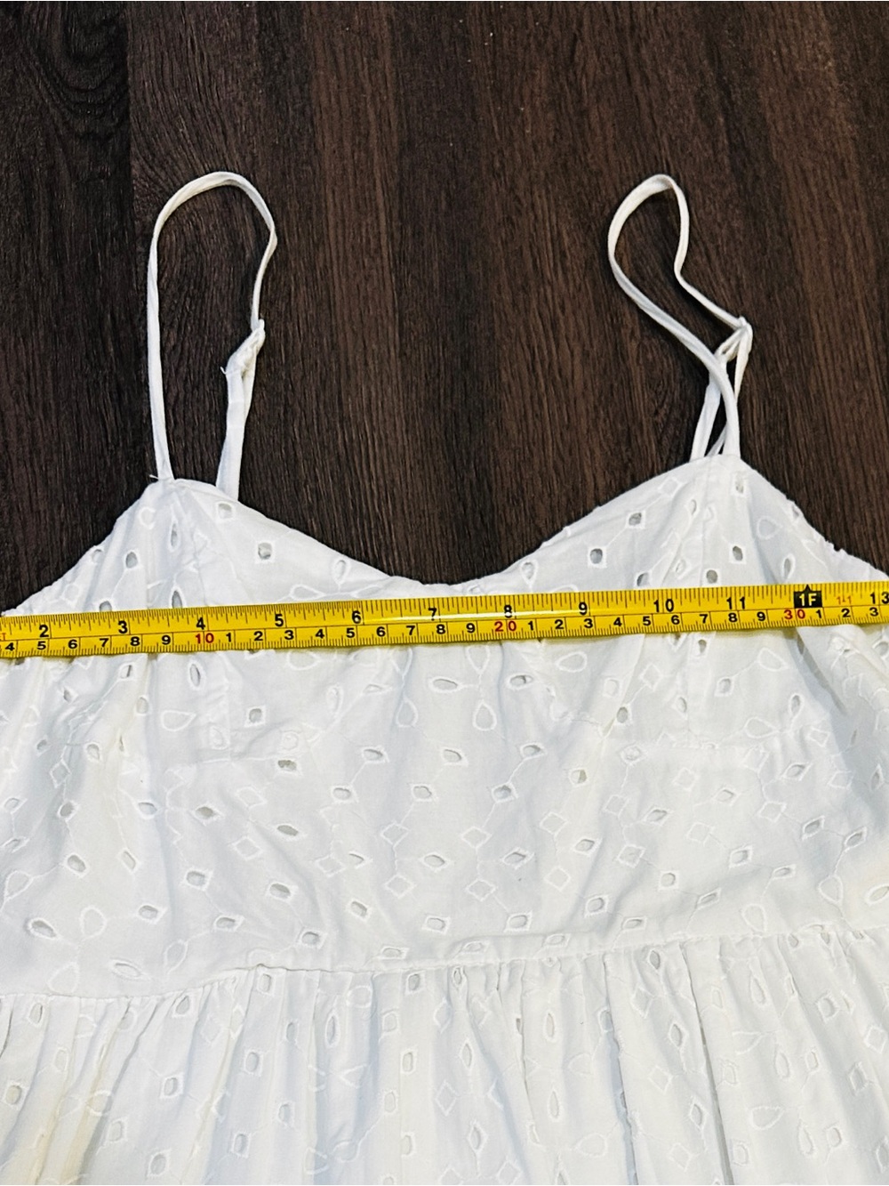 White Eyelet Cottagecore Midi Dress Adjustable Strap Sundress - Picture 4 of 10